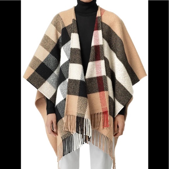 Burberry Mega  Wool and Cashmere Cape Wrap Shawl NEW! - Picture 3 of 6